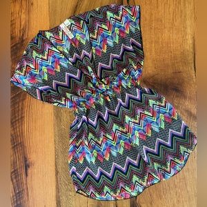 Miken Swim Cover Up in Vibrant Colors, Fun Pattern, Size Small